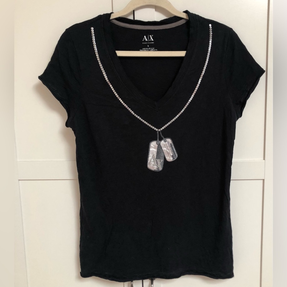 Armani Exchange Black T-shirt Size Large EUC - Picture 1 of 12